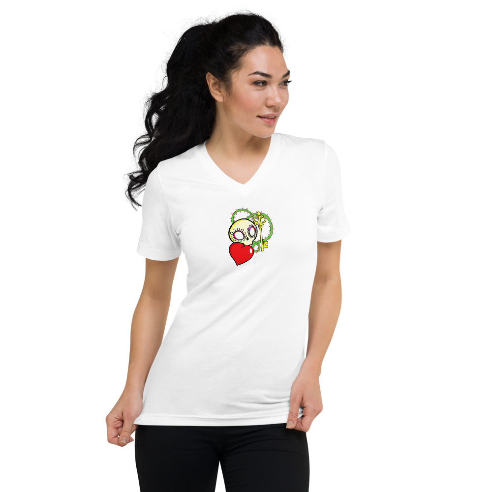 Skull Heart V-Neck T-Shirt